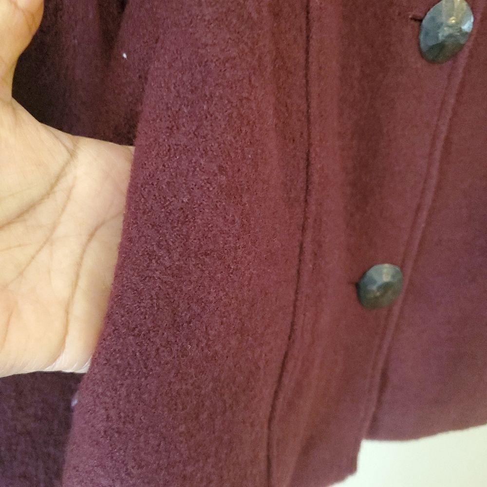 IICELANDIC DESIGN Women's 100% Wool Jacket Burgundy Size Medium Art to wear - Picture 5 of 8